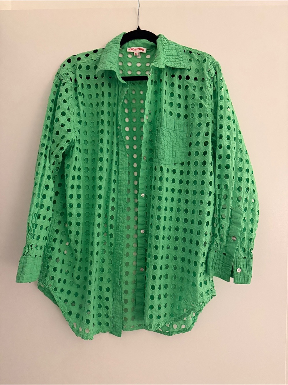 SOLID & STRIPED Green Eyelet Button-Down Shirt